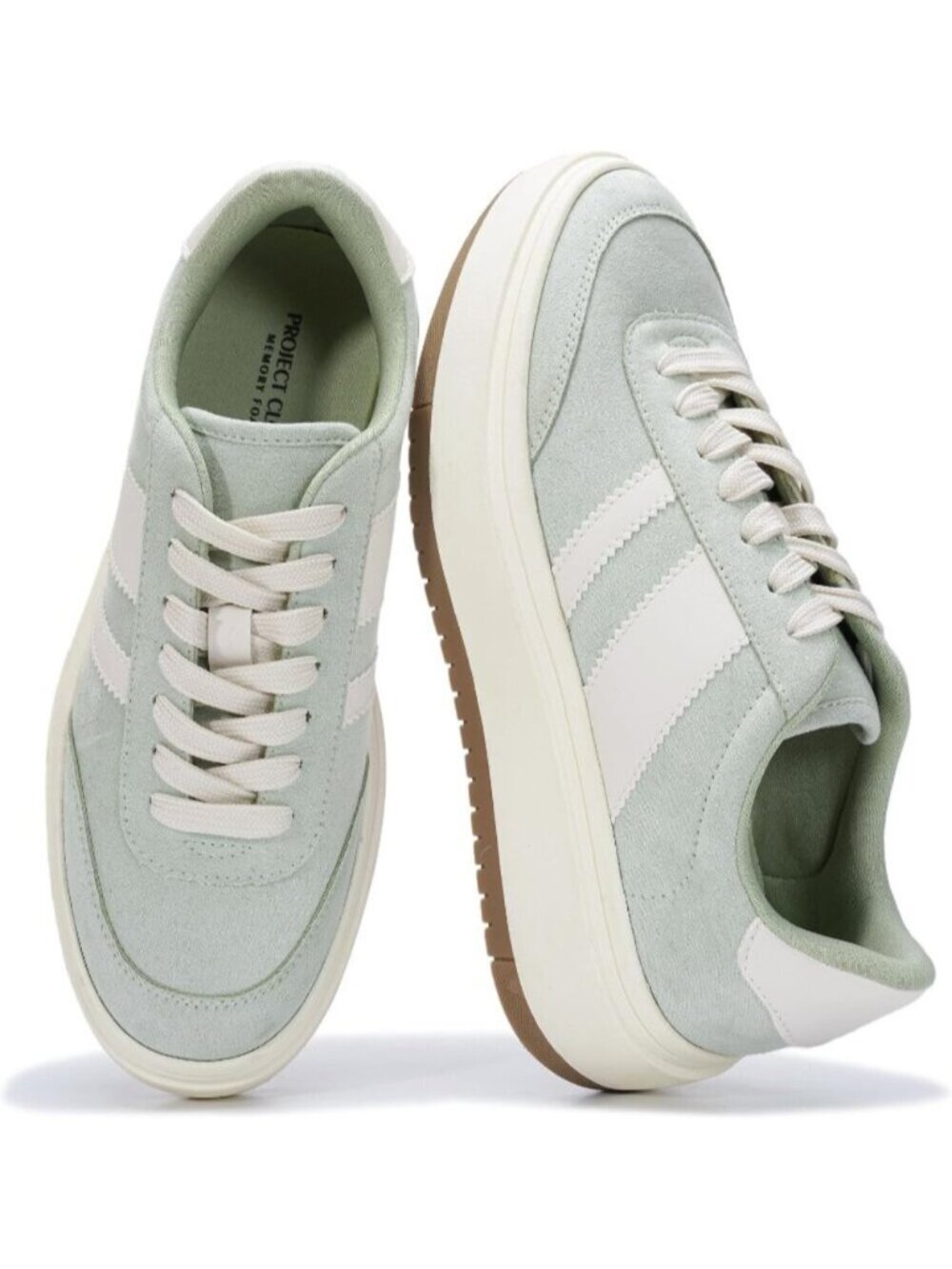 Women's Pistachio Footwear Lace Up Non Slip Casual Fashion Platform Sneakers